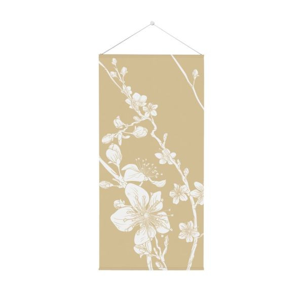 Showdown exibe tapeçaria suspensa 58 x 120 cm abstrata flor de cerejeira japonesa bege, FLAGBA580x1200I6