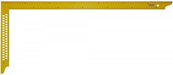Quadrado de carpinteiro Vogel Germany, amarelo, com furos para marcação, 1000 x 380 mm, 521126