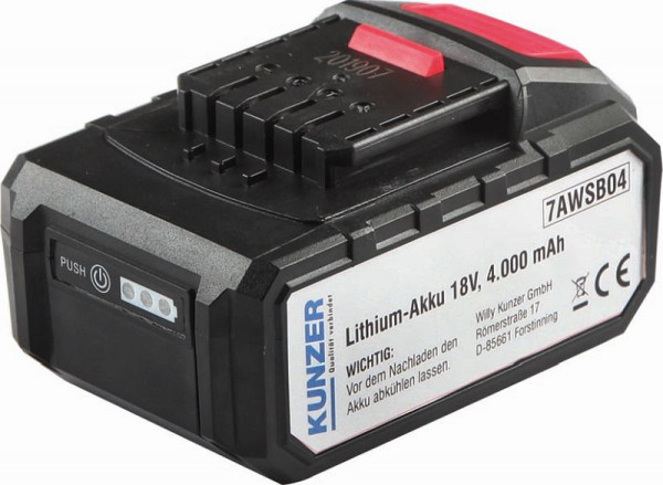 Kunzer lithiumbatterij 18V voor 7ASW125 en 7ASS03, 7AWSB04