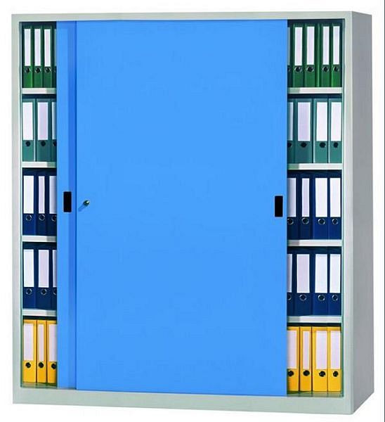 Skříň s posuvnými dveřmi PAVOY s masivními plechovými dveřmi, výška 1950 mm, 30302-200-501