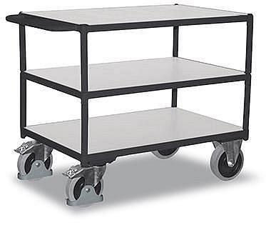 Carrinho de mesa ESD pesado VARIOfit com 3 áreas de carga, dimensões externas: 1.390 x 800 x 920 mm (LxPxA), sw-800.662