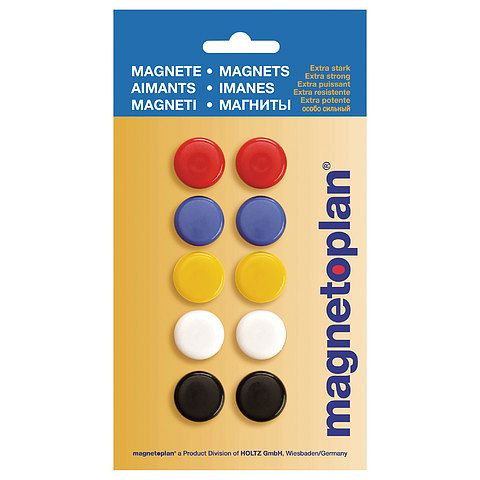 Magnetoplan signaalmagneten, maat: 20 mm, inhoud: 2 rood, 2 blauw, 2 geel, 2 wit, 2 zwart, VE: 10 stuks, 16662