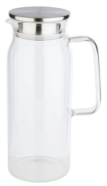 Carafa din sticla APS, Ø 10 cm, inaltime: 26 cm, 1,5 litri, sticla, otel inoxidabil, capac lustruit mat, 10792