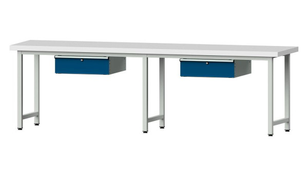 Stół roboczy ANKE, model 93, 2800 x 700 x 850 mm, RAL 7035/5010, KSP 50 mm, 400.422