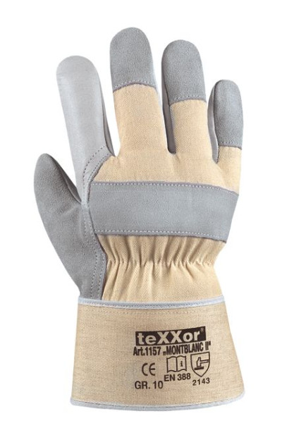 TeXXor γάντια από δέρμα αγελάδας ολικής άλεσης "MONTBLANC II", συσκευασία: 120 ζεύγη, 1157