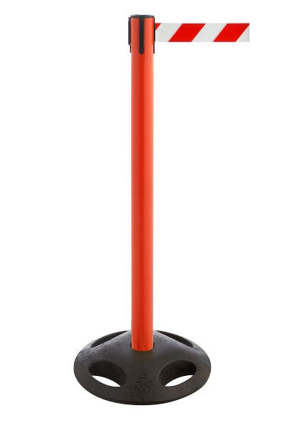 Stâlp barieră RS-GUIDESYSTEMS cu centură, stâlp: roșu / centură: dungi diagonale roșii și albe, lungime centură: 4,0 m, greutate: 8 kg, GLA 25-D/13-4,0