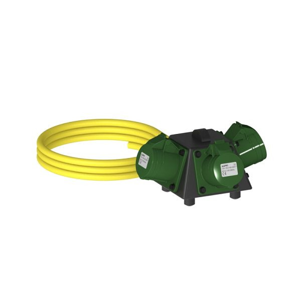 ELSPRO massief rubberen veiligheidsverdeler serie CELLE, voedingskabel: 3 m CEE 16 A, uitgang: 3 CEE 16 A 100-300 Hz, 1001108