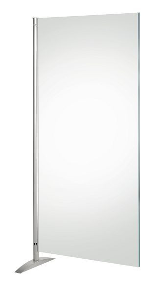Ekran prywatności Kerkmann Metropol, element przezroczysty, szer. 800 x gł. 450 x wys. 1750 mm, aluminium srebrny/przezroczysty, 45691784