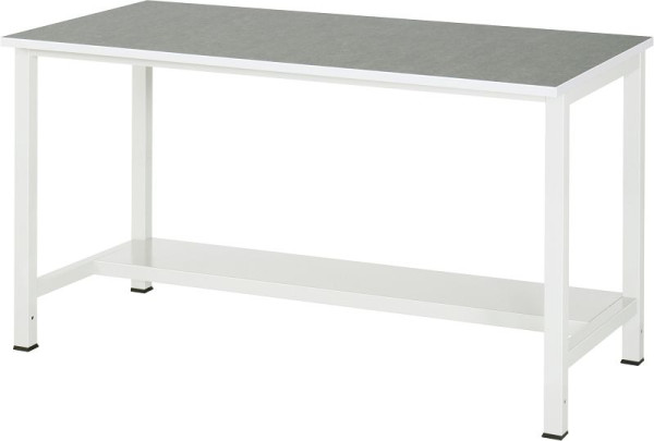 Pracovní stůl RAU série 900, š1500xh800xv825mm, horní deska s potahem univerzální/linoleum, s policí dole, hloubka 320 mm, 03-900-3-L25-15.12