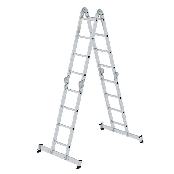 Munk Günzburger Steigtechnik multifunctionele ladder 4-delig met nivello® traverse 4x4 sporten, 011111
