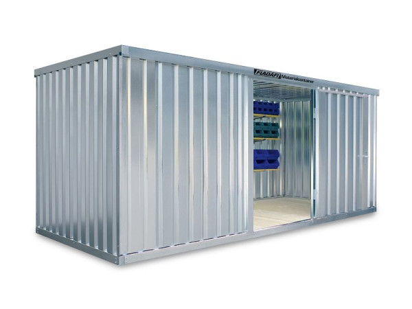 FLADAFI materiaalcontainer MC 1500, verzinkt, gedemonteerd, met houten vloer, 5.080 x 2.170 x 2.150 mm, enkele vleugeldeur aan de 5 m-zijde, F15200101-911
