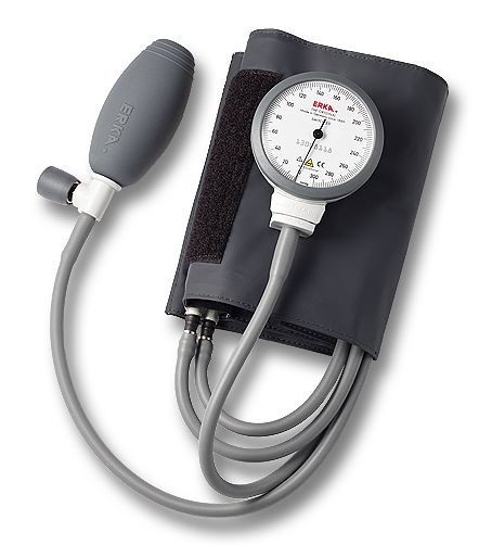 ERKA blodtryksmåler med to-slange manchet grøn manchet Superb D-RING, farve grå, i etui Switch 2.0 SIMPLEX, størrelse: 34-43cm, 294.44894