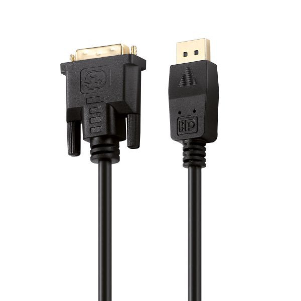 Cablu de conectare Helos, mufă DisplayPort/ mufă DVI-D 24+1, 4K, BASIC, 1,0 m, negru, 118882