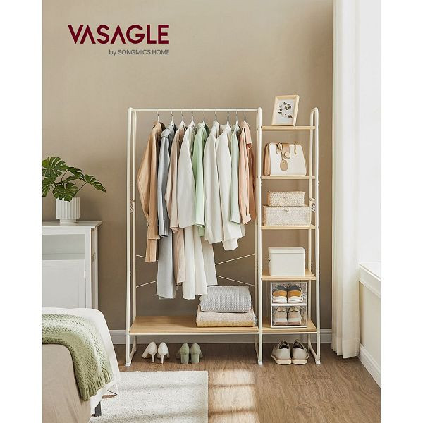 Wieszak na ubrania VASAGLE 5-poziomowy dąb-biały, RGR116W09