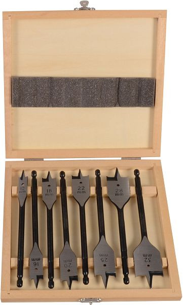 Conjunto de brocas planas para madeira Projahn, 8 peças, diâmetro 12-16-18-20-22-25-28-32 mm, 19699