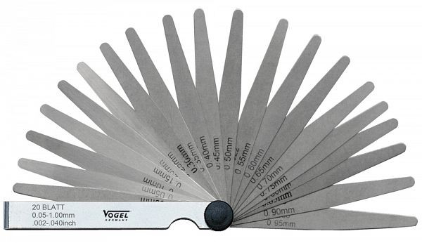 Vogel Németország hézagmérő készlet, külön-külön fóliában, 0,05 - 0,8 mm / 0,002 - 0,035 hüvelyk, 13 lap, 412005