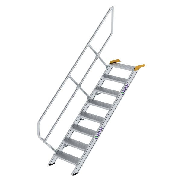 Munk Günzburger Steigtechnik schody 45° šířka schodů 600 mm 8 schodů hliníkové drážkované, 600248