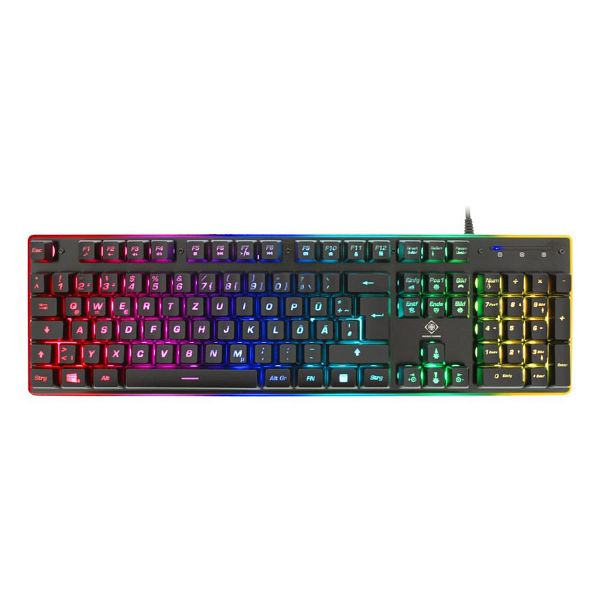 Herní klávesnice Deltaco (membrána, hliník, RGB podsvícení, Anti-Ghosting, design plovoucího uzávěru), GAM-021-RGB-DE