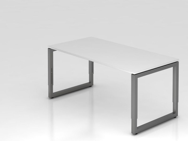 Hammerbacher psací stůl O-noha čtvercová 160x80cm bílá/grafit, obdélníkový tvar s plovoucí deskou stolu, VRS16/W/G