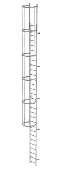 Munk Günzburger Steigtechnik Jednodílný vertikální žebřík s bezpečnostní klecí (konstrukce) pozinkovaná ocel 9,60m, 520120