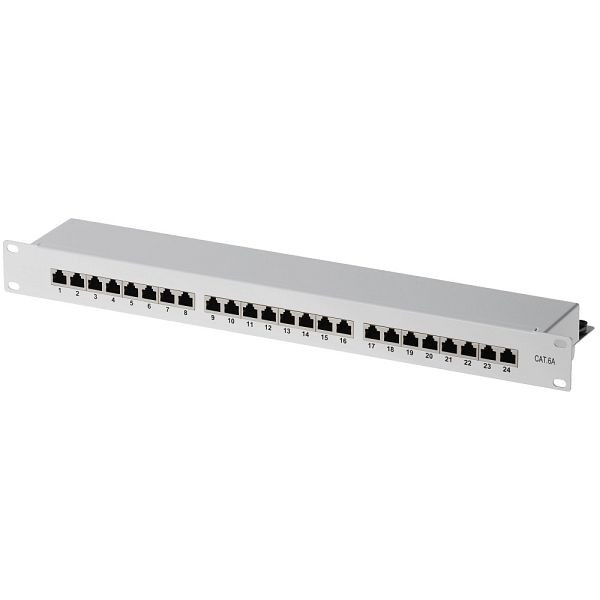 Helos patchpanel Cat 6A 19&quot; 1U 24 port lysegrå, 146867