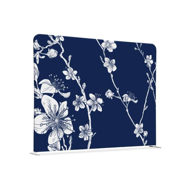 Showdown Displays Textile Room Divider 200-150 Double Abstract Japanese Blossom Blue, ZWS200-150SSK-DSI8