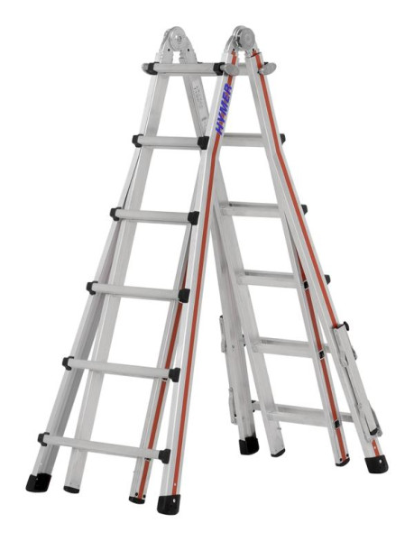 HYMER Telescopische ladder &quot;TELESTEP&quot;, 4x6 sporten, lengte enkele ladder 3,46 - 6,26 m, stahoogte (trapladder): 2,35 m, stahoogte (trapladder): 5,2 m, 814224