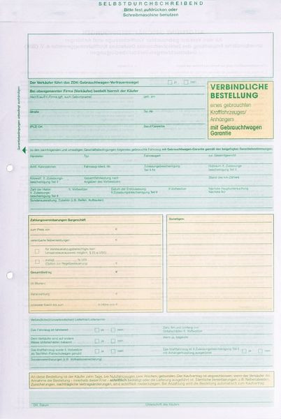 Eichner formulier &quot;Binding order voor een gebruikt voertuig&quot;, VE: 25 stuks, 9036-00159