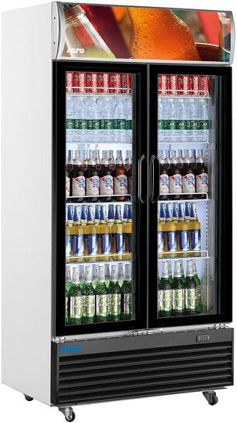 Chladnička na nápoje Saro s reklamní tabulí - 2-dveřový model GTK 800, 437-1015