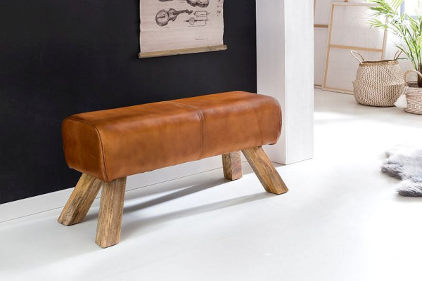 Wohnling Designová stolička Dřevo 90x30x43 cm Kožená Moderní Springbok, WL5.105
