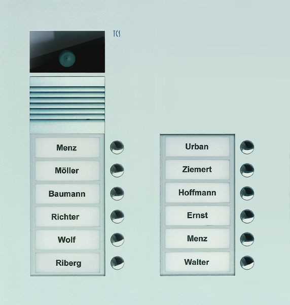 Stație de exterior video TCS seria AVU cu 12 butoane de sonerie (aliniate la dreapta), 2 coloane, UP argintiu, AVU15120-0010