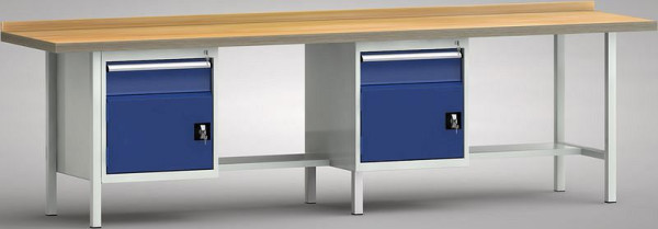 Standardowy stół warsztatowy KLW - 3000 x 700 x 900 mm dł. x gł. x wys. (wersja ERGO), WS368E-3000M40-E1681
