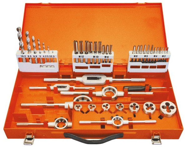 Conjunto de ferramentas de corte de rosca Projahn HSS-G 44 peças M3-M12, 91004