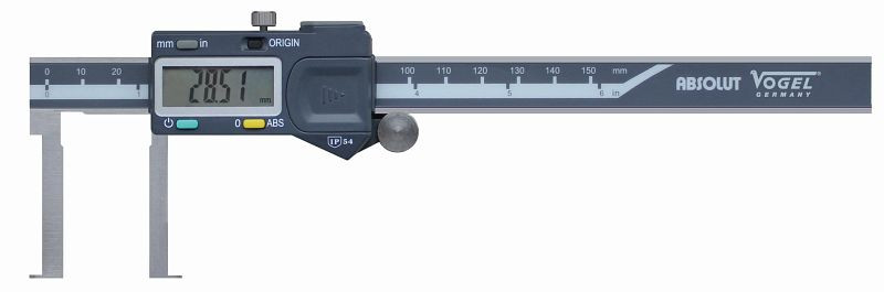 Vogel Germany Paquímetro digital com sulco de travamento interno, 20-150 mm / 0-6 pol., 201082