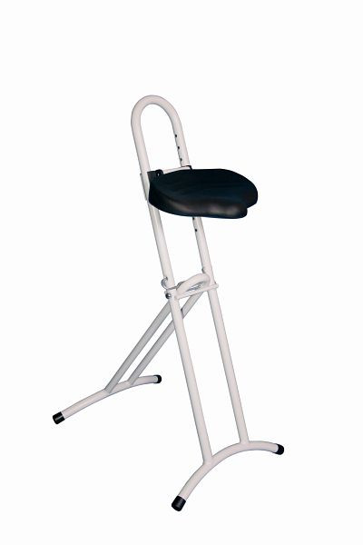 Auxiliar de pé dobrável Lotz "Relax", assento em PU com inserções de aço, resistente, altura do assento: 610–860 mm, estrutura: aço tubular, cinza claro, 3680.11
