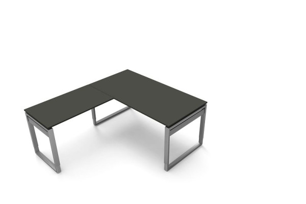 Kerkmann skrivebord B 1600 x D 800 x H 680-820 mm med udtræksbord, form 5, farve: antracit, 11404613