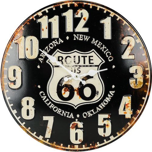 Křemenné nástěnné hodiny Technoline &quot;Route 66&quot;, kovové, rozměry: Ø 40 cm, WT 5010