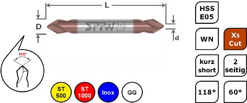 SPPW Duo-Mag HSS-E05 + X5Cut 60° WN L: 40 - Ø3,0x0,5, 1246070300