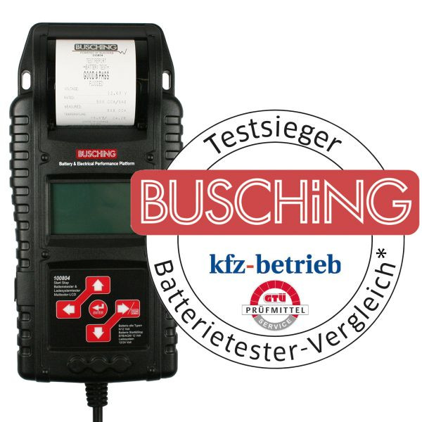 Tester akumulatora/układu ładowania Busching Start Stop wielokolorowy LCD, Batt6, 12V, Ladesys12, 24V, drukarka termiczna, 100804