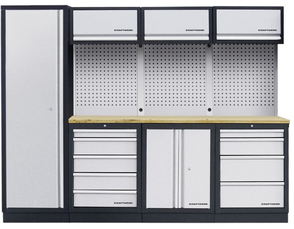 Kraftwerk MOBILIO 4-elementowy system szafek warsztatowych, z kwadratową ścianką perforowaną, 3964B