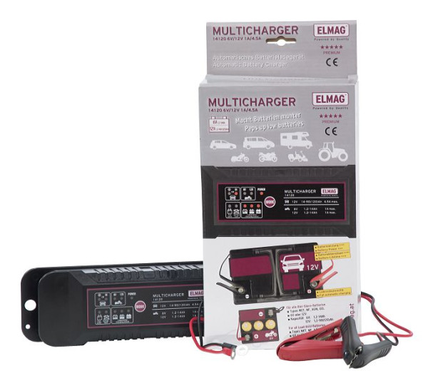 ELMAG Automatyczna ładowarka akumulatorów 6/12 V MULTICHARGER 14120, maks. 1,0/4, 5 A, 56030