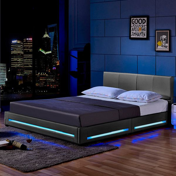 HOME DELUXE LED bed ASTEROID donkergrijs - 180 x 200 cm, 20600