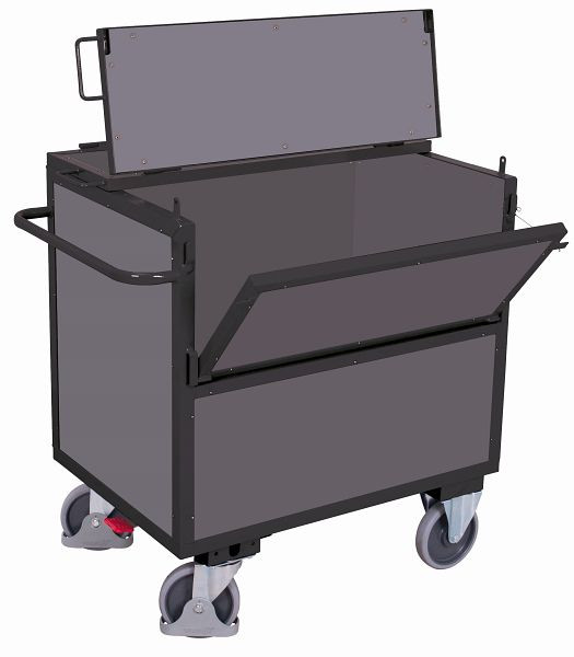 Dřevěný boxový vozík VARIOfit s pevně svařeným víkem, vnější rozměry: 1 130 x 730 x 1 150 mm (ŠxHxV), sw-700.407/AG