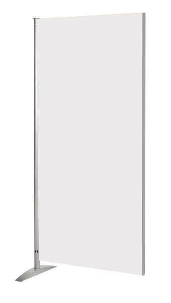 Kerkmann Metropol privatskærm, træelement, hvid, B 800 x D 450 x H 1750 mm, aluminium sølv/hvid, 45696410