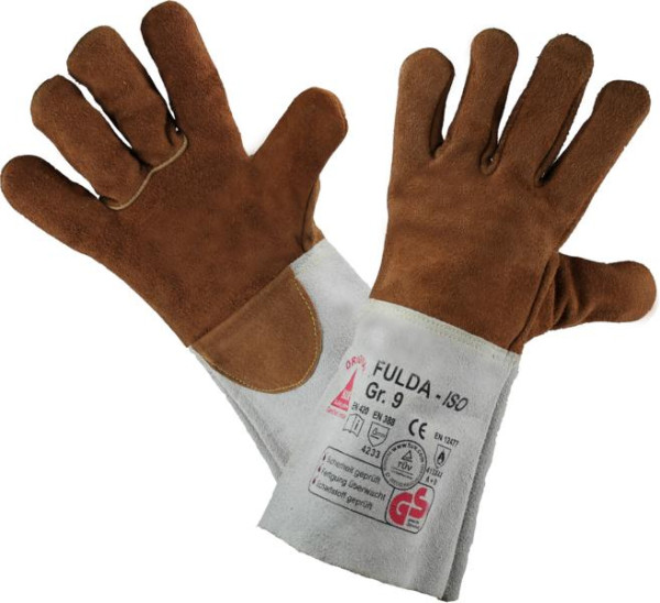 Hase Safety FULDA - ISO, gevoerde lashandschoen, rundsplitleer, hittebestendig, maat: 10, VE: 6 paar, 366220-10