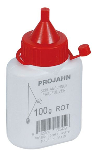 Projahn kleurpoederfles 100g rood voor krijtlijnroller, 2393-2