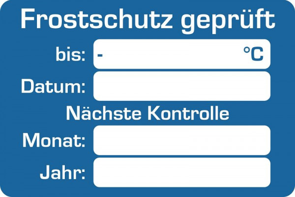 Eichner klantenservice sticker, blauw, tekst: antivries getest, VE: 250 stuks, 9220-00061