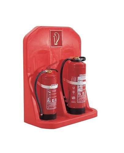 DENIOS nástěnný držák na hasicí přístroj na 2 lahve, červený, 169-988