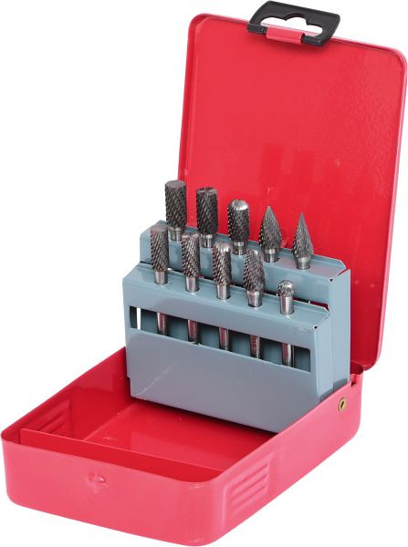 Conjunto de rebarbas KS Tools HM, cassete de chapa de aço, 10 peças, 515.3210
