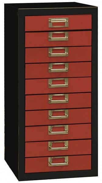 Skrzynka szufladowa ADB 10, wymiary gabarytowe (dł. x gł. x wys.): 27 x 34,2 x 50 cm, kolor korpusu: szary antracyt (RAL 7016), kolor szuflady: ognisty czerwony (RAL 3000), 40310